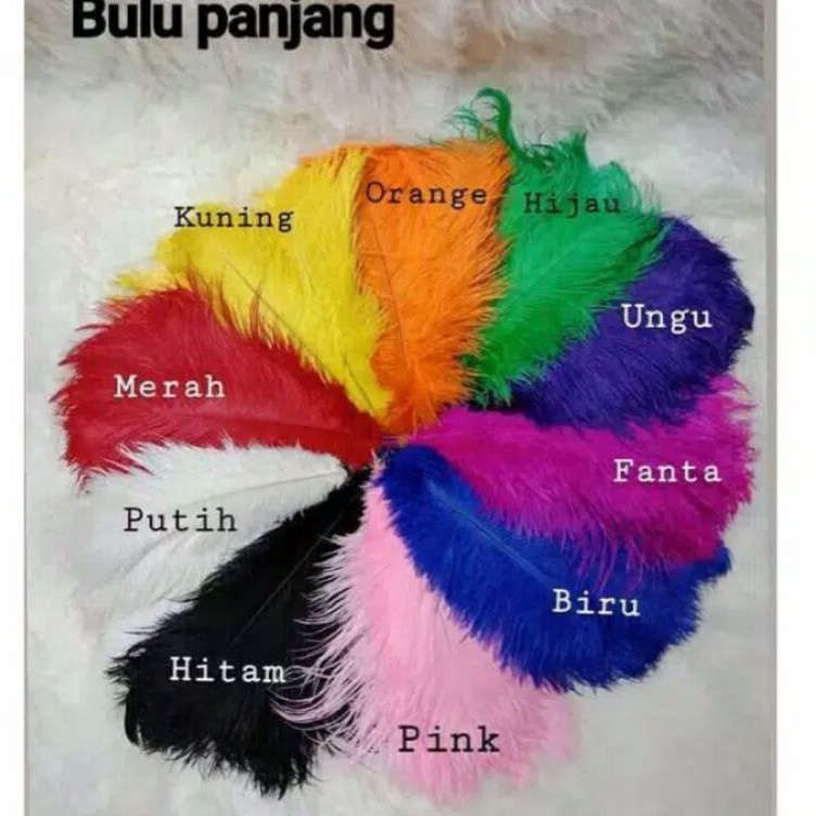 Real produk Bulu Ostrich 225 cm aneka warna isi 1 pcs
