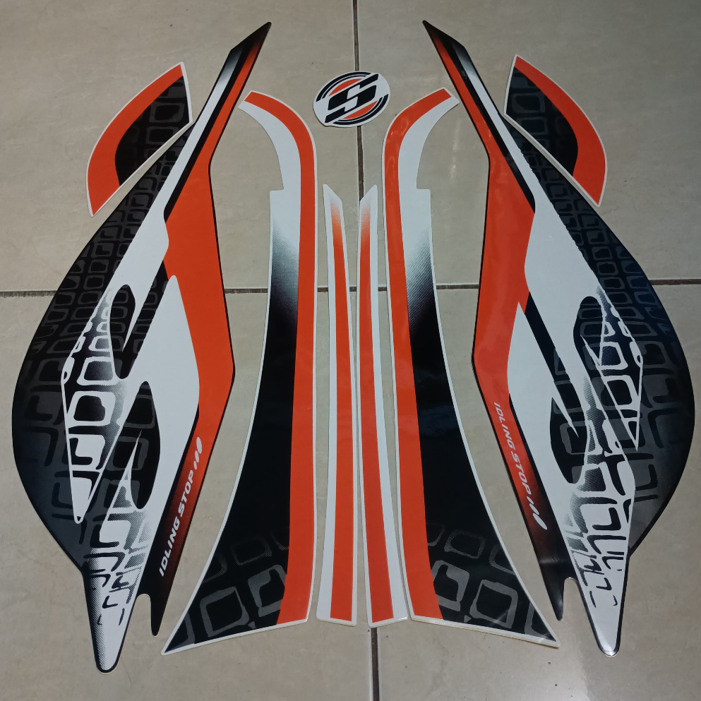 stiker striping honda scoopy 2019 sporty hitam putih lis body standar berkualitas original