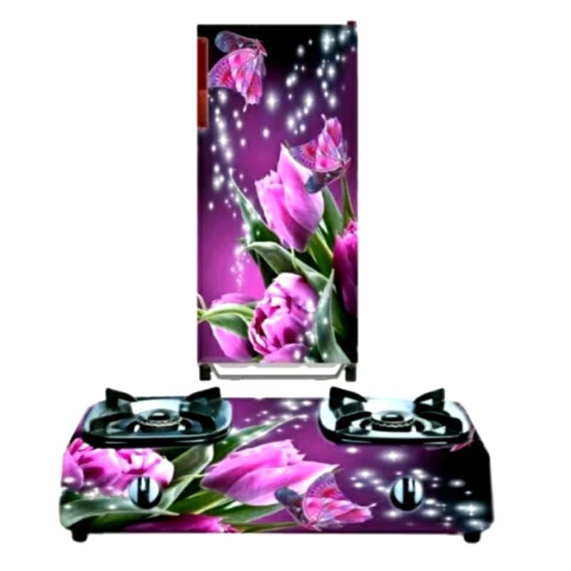 wallpaper stiker kulkas 1 pintu dan kompor 2 tungku