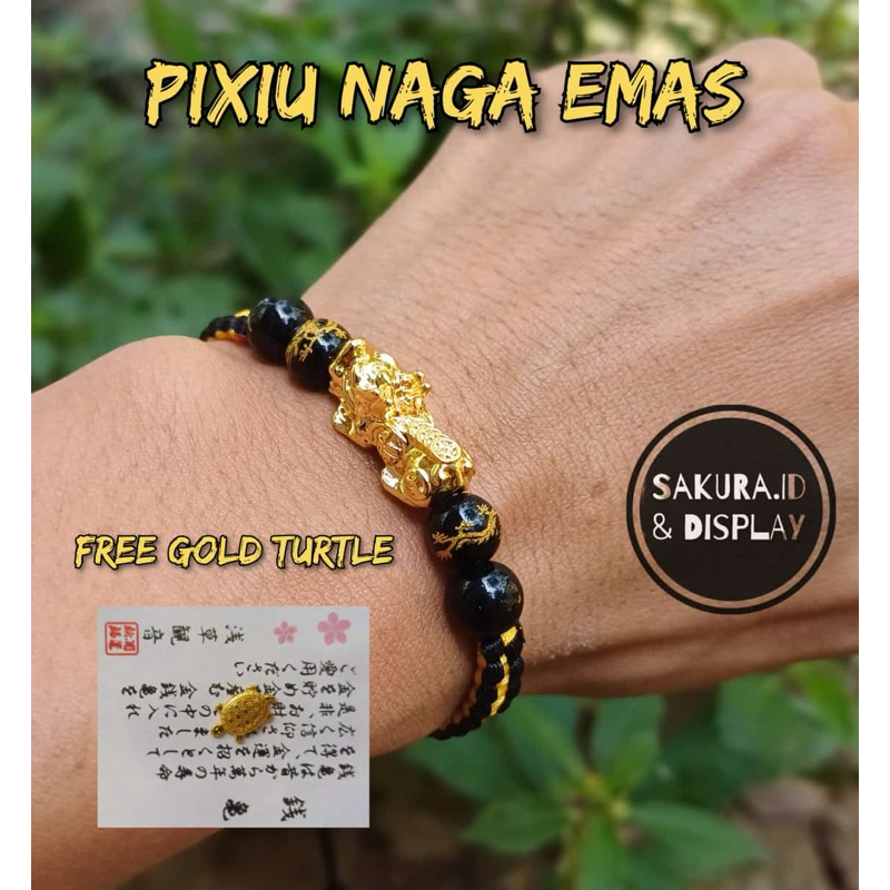 Gelang Pixiu Naga Emas | Pixiu Dragon Bracelet Free Kura-Kura Emas