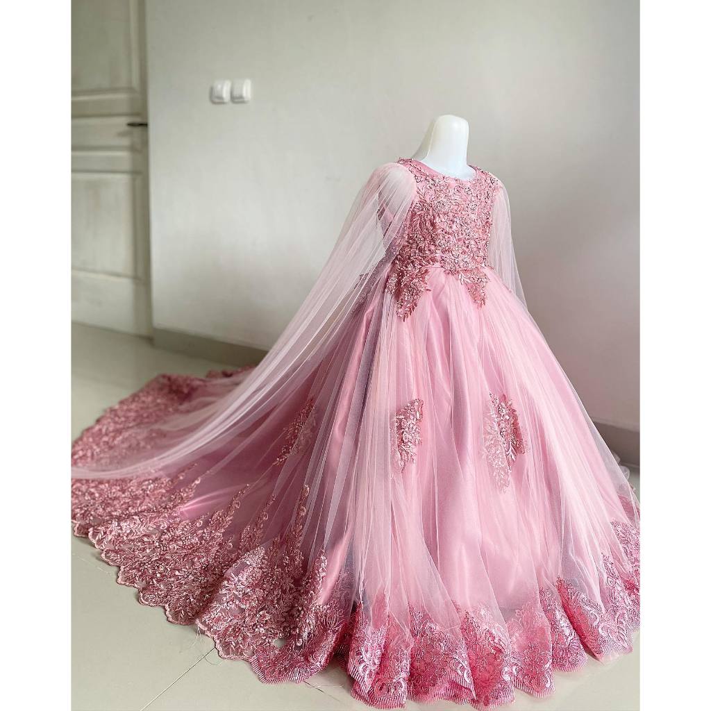 Luxury Lace Ballgown Tail Dress / Lace Ball Gown / Lace Tail Ball Gown / Kids Ball Gown Ekor Gaun Ka