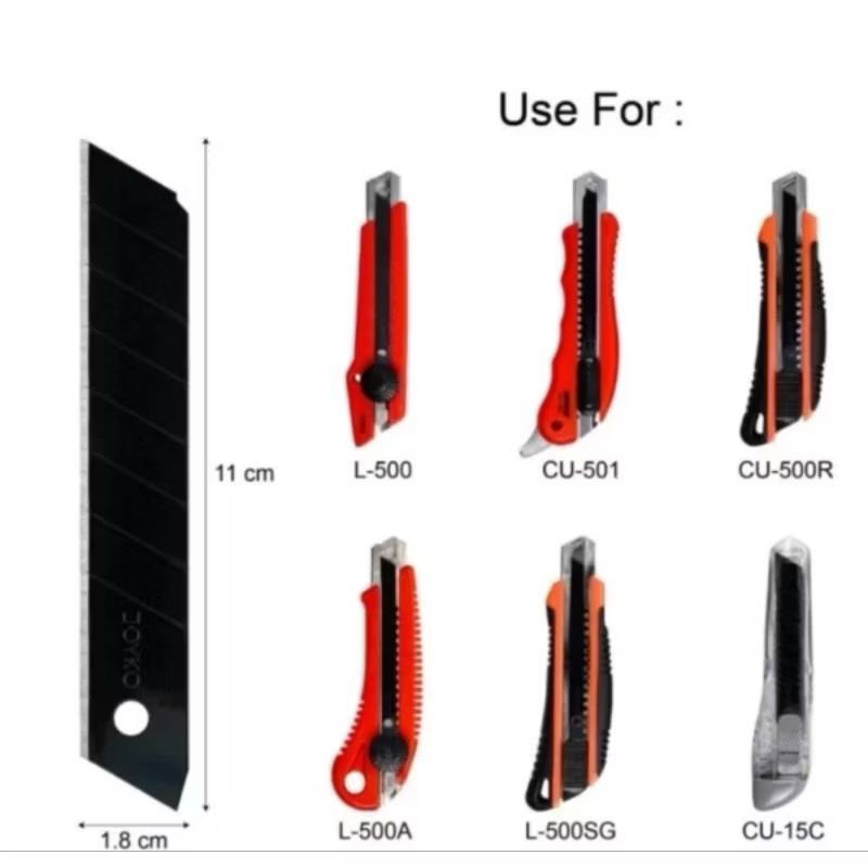 

Isi Cutter Besar L150 10pcs Stainless Anti Karat Super Tajam / Refill Pisau Kater 18mm Packing Tube