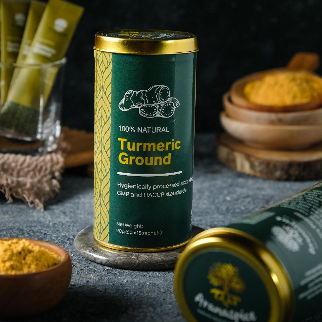 

Aranaspice Turmeric Ground - Kunyit Bubuk Premium Quality (Sachets in a Can)