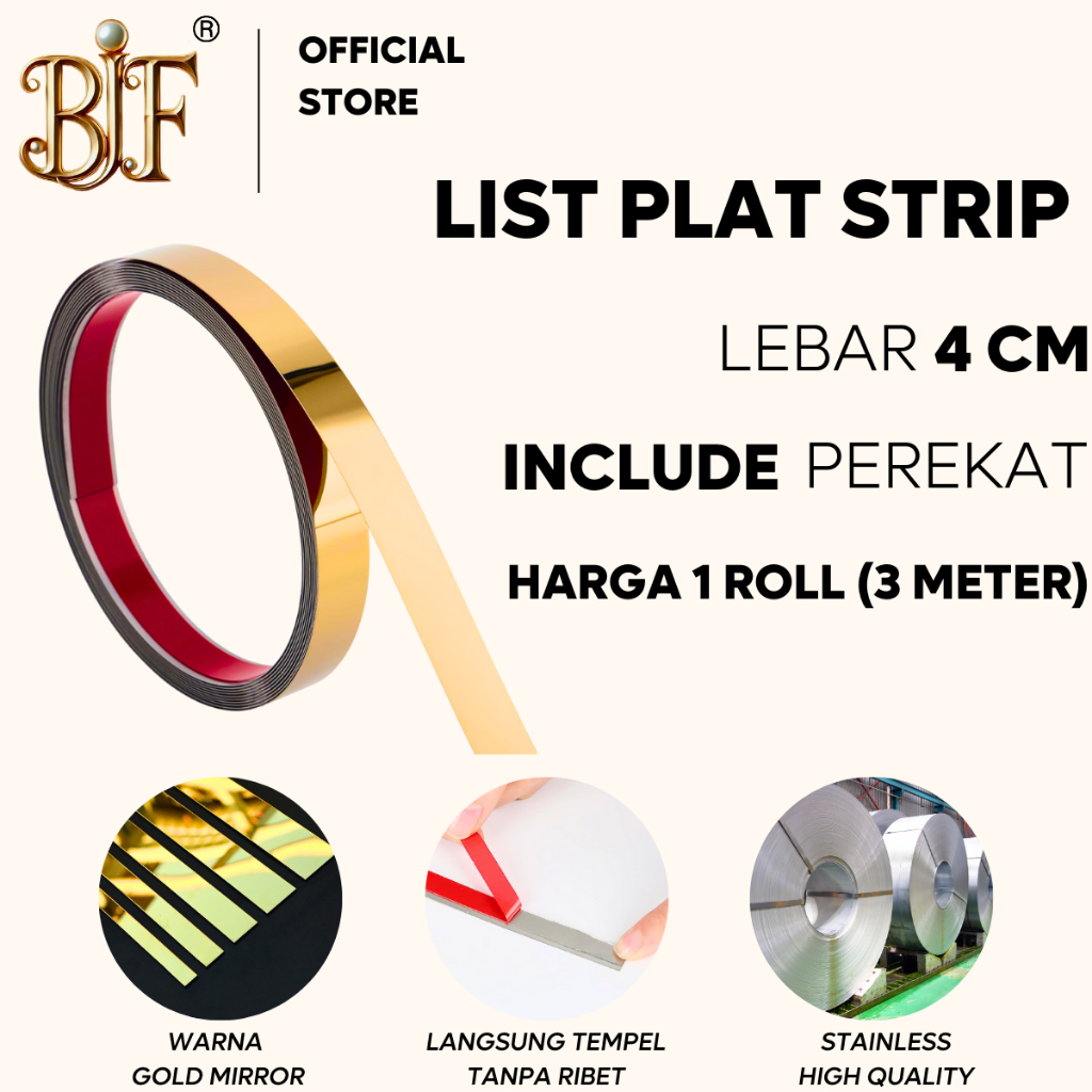 List Plat Gold Mirror Stainless 4 CM