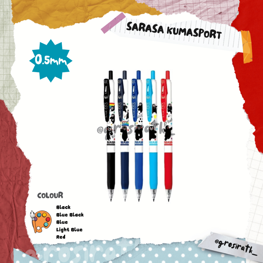 

Zebra Sarasa Kumasport 0.5 / Pulpen Karakter / Pulpen Clip / Pulpen Lucu