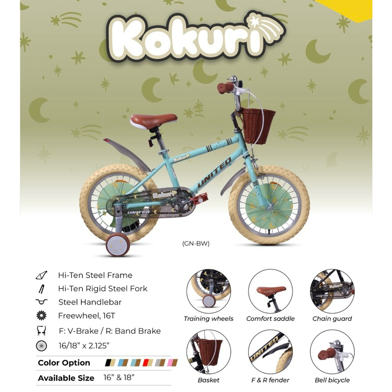 Sepeda Anak United Kokuri 16 18 Keranjang