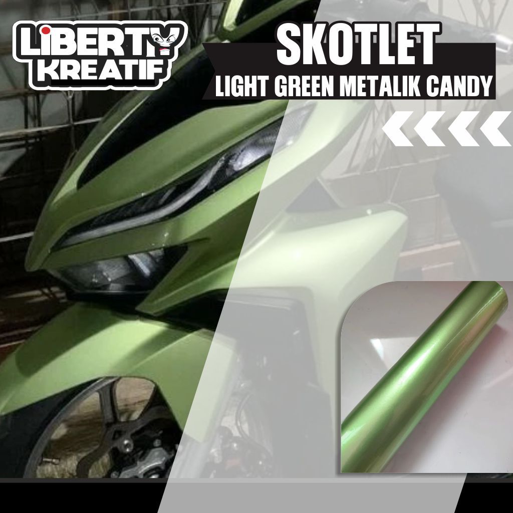 Stiker Skotlet Wrapping Motor Light Green Metalik Candy Skotlet Hijau Metalik Stiker Motor Hijau