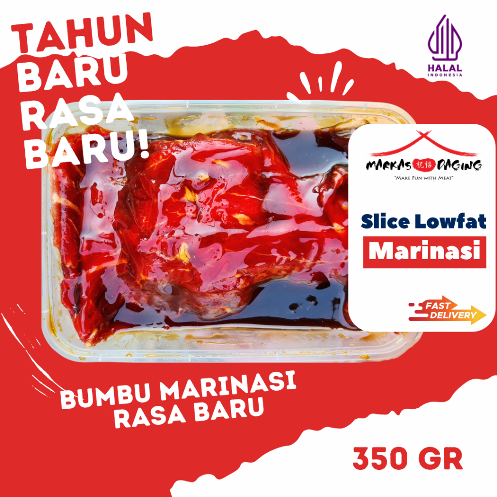 

MARINASI LOWFAT slice beef daging sapi marinasi HALAL 350 Gr