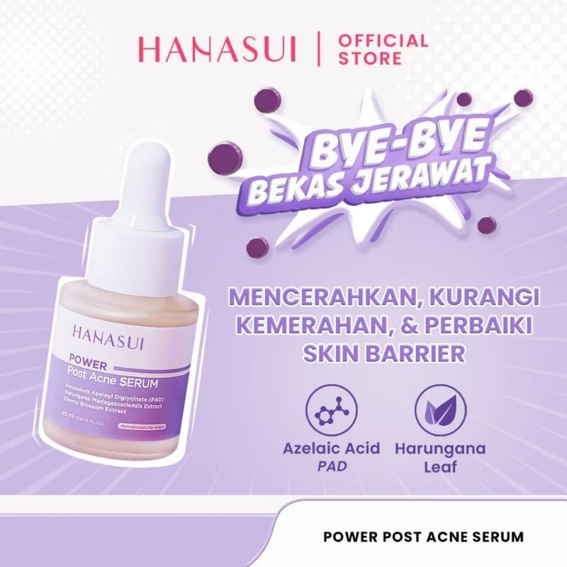 Hanasui Power Post Acne Serum - Pudarkan Bekas Jerawat PIE & PIH Mencerahkan dan Kurangi Kemerahan