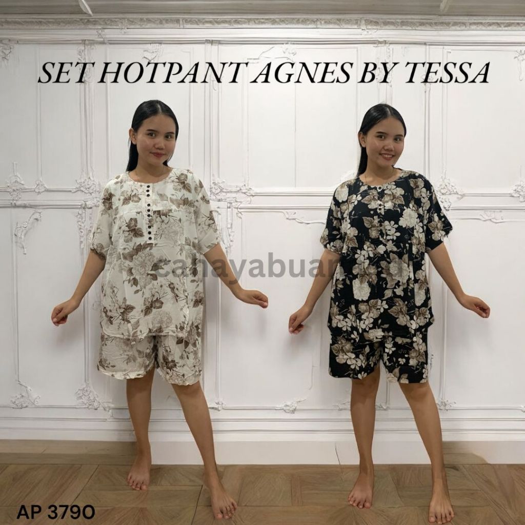 SETELAN HOTPANTS RAYON AGNES BY TESSA AP 3790