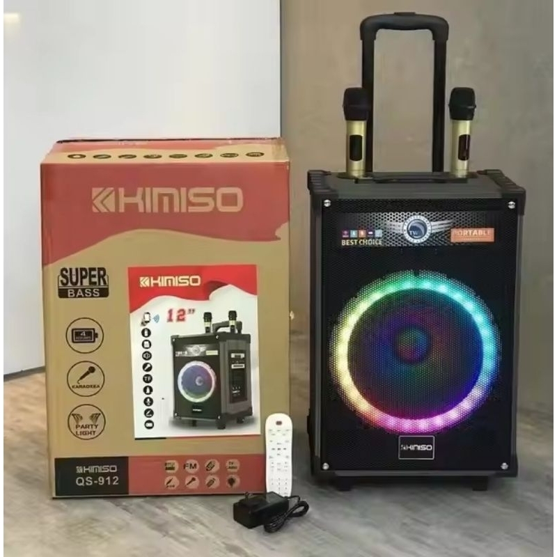 BATAM - KIMISO SUPER BASS QS912 QS 912 portable speaker bluetooth trolley kayu 12 inch 2 mic wireles