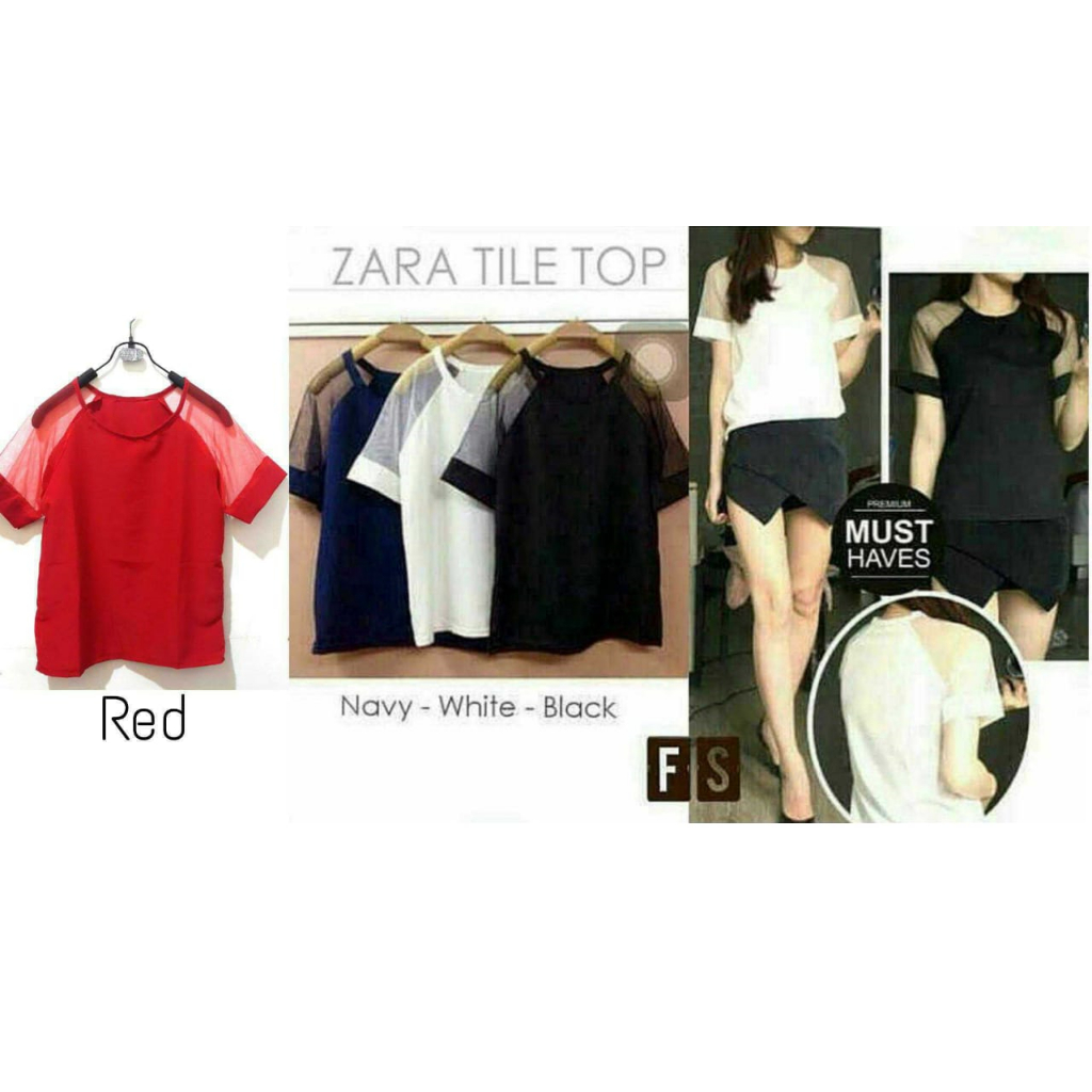 Missy Fashion Bisa pakai GOSEND Blouse Zahra Tile Polos Lengan pendek / Atasan ANG Style Korea / Ata