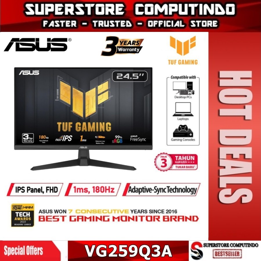 Monitor LED Gaming ASUS VG259Q3A 24.5" Fast IPS 1080p FHD 180Hz 1ms