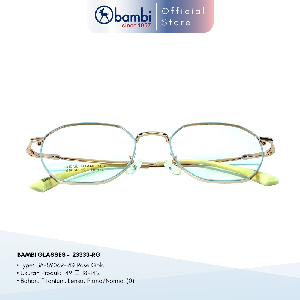 Bambi Frame Kacamata Edisi Titanium Rose Gold Code 23333-RG Original
