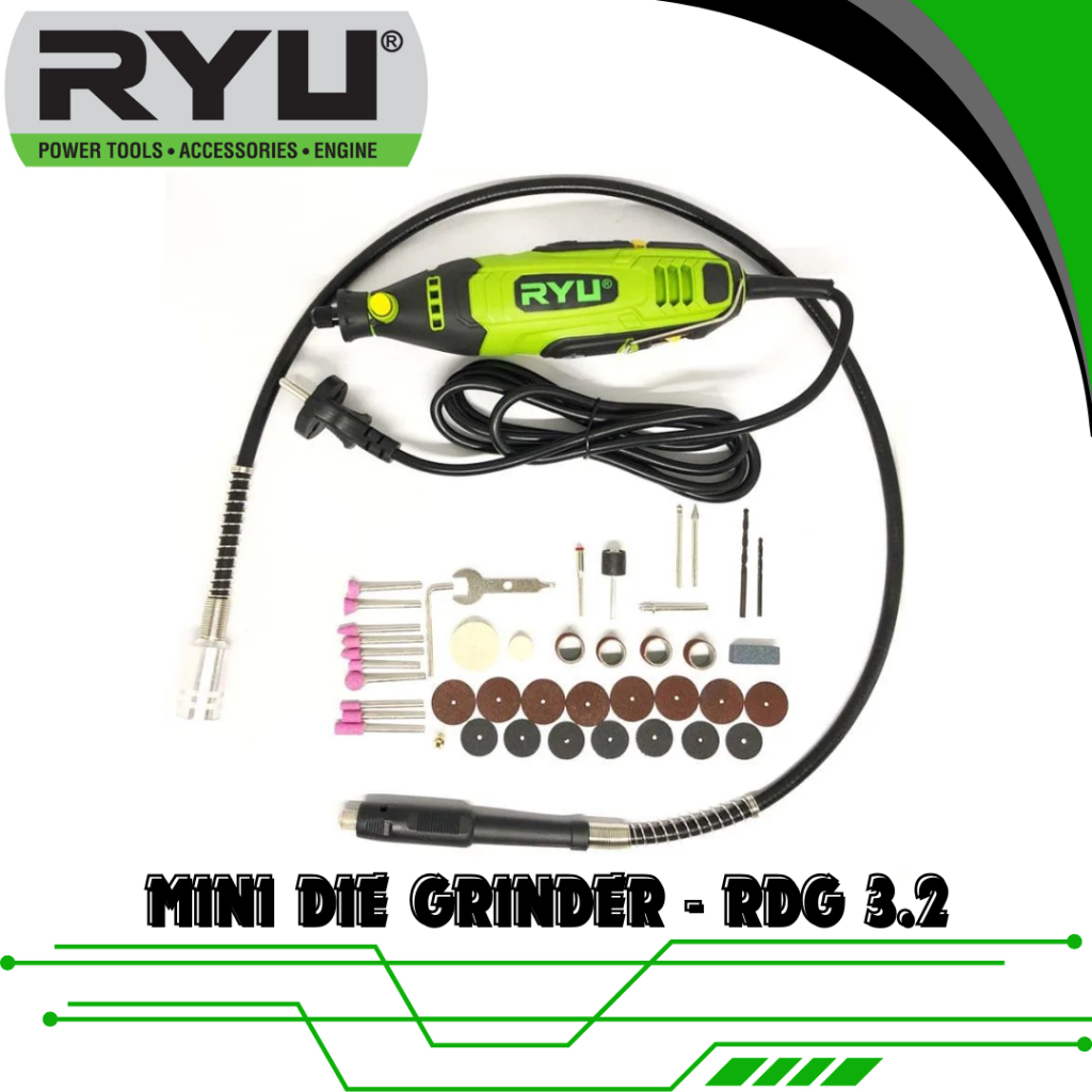 RYU MINI GRINDER RDG 3.2 TUNER SET / MESIN GERINDA MINI RYU RDG 3.2 / MESIN PORTING MOTOR / ALAT UKI
