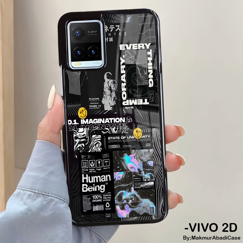 Hardcase Glossy 2D Case Vivo Y21 Y21A Y21S Y21T Y33T Y33S Casing Vivo - Case Motif Astronot Abstrak