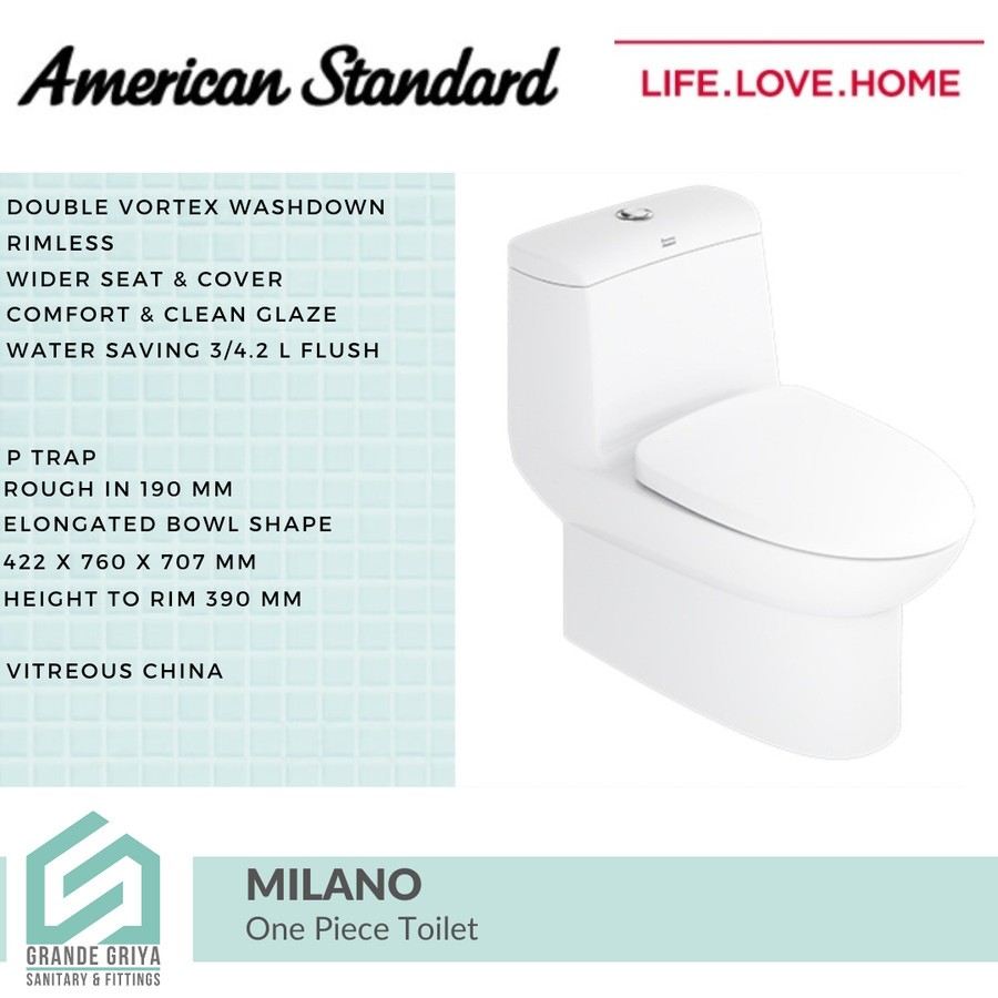 American Standard One Piece Toilet Kloset Duduk Milano