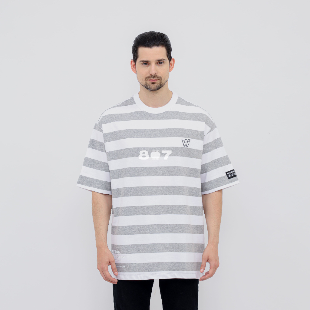 Lifework Stripe Grey White Tee