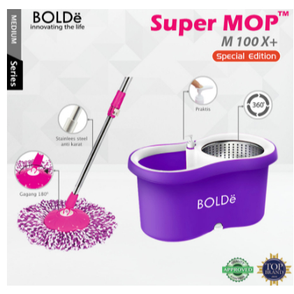 BOLDe Super Mop M100X+ Alat Pel Lantai Putar Ember