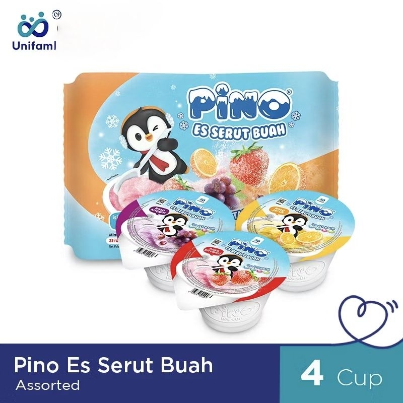 

Pino Es Serut Buah (1 Bag isi 4 Cup @50ml)-Es Serut Rasa Anggur, Stroberi & Jeruk
