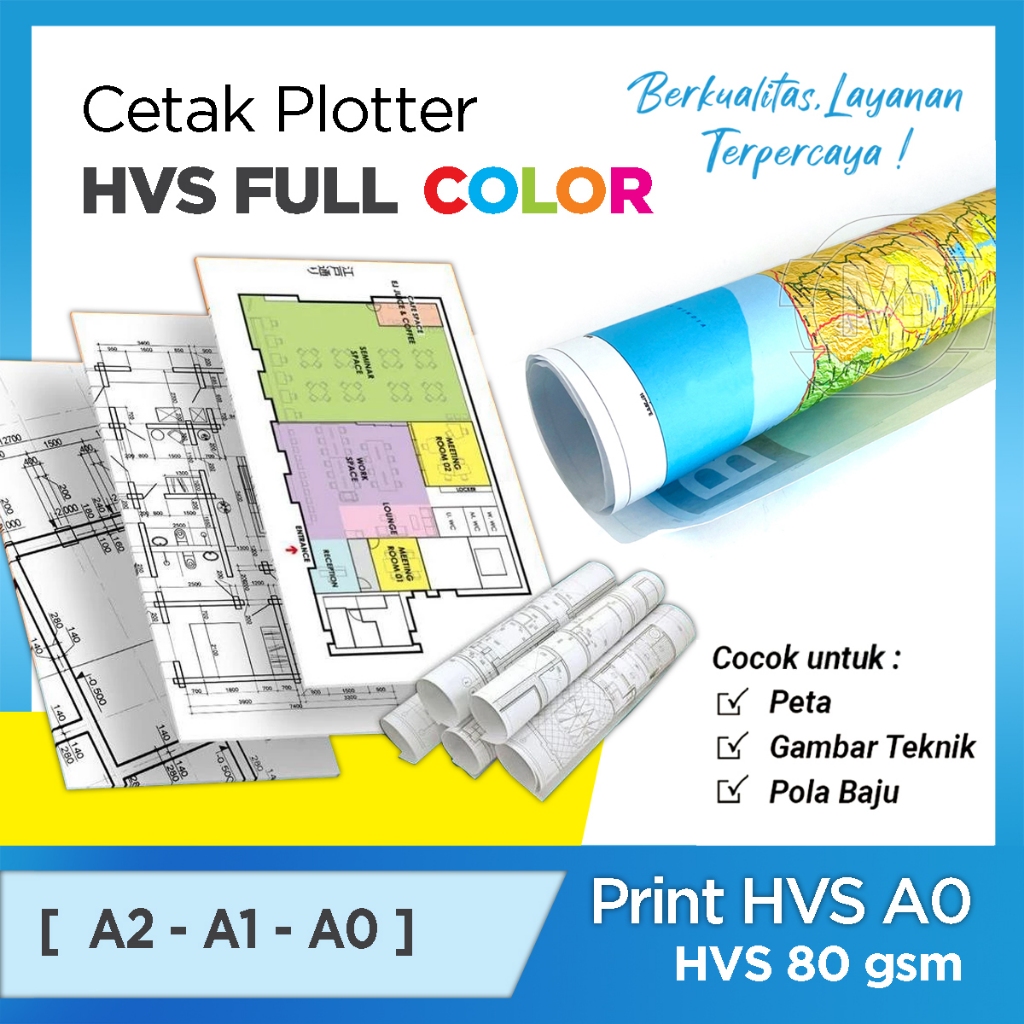 

Cetak Print A1 A2 A0 FULL COLOR / Plotter / print ukuran besar Hvs 80 Gram