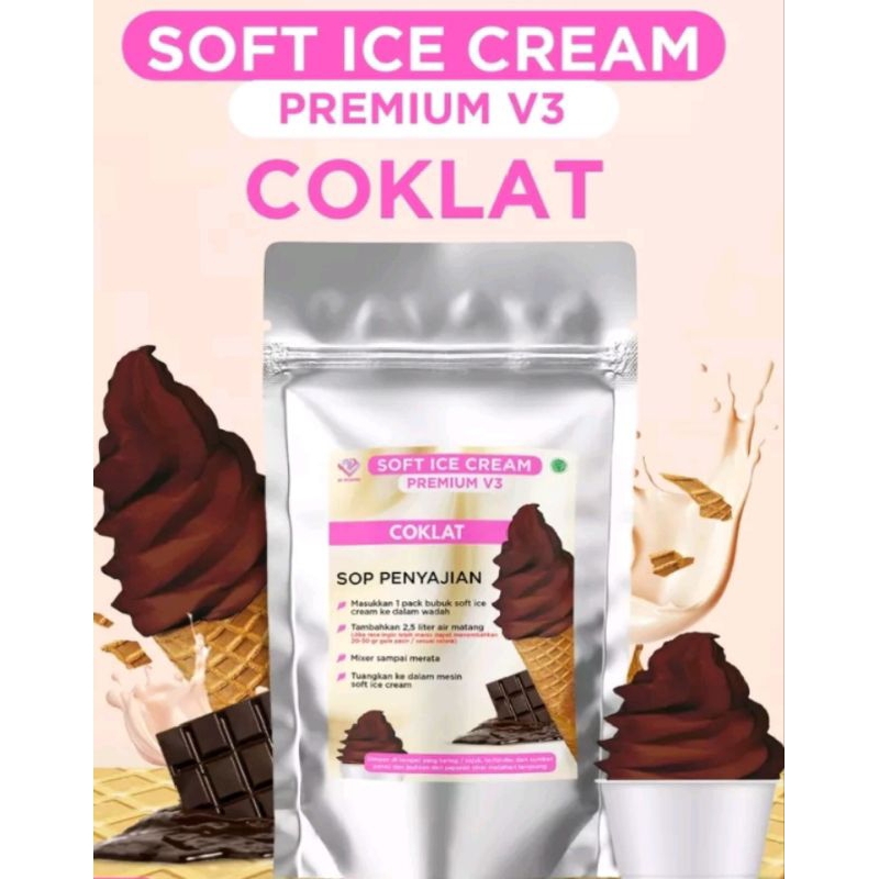 

Bubuk soft ice cream rasa cokelat dan vanila