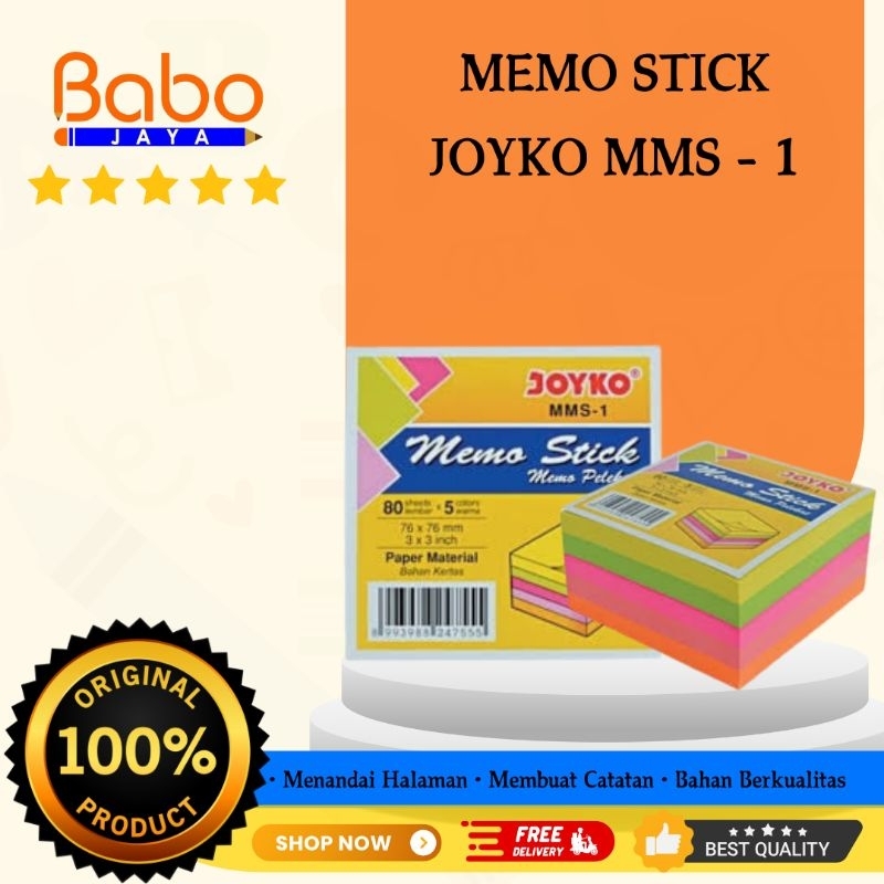 

BABO JAYA Memo Stick / Post It / Sticky Notes / Pembatas Buku / Kertas Catatan Sementara