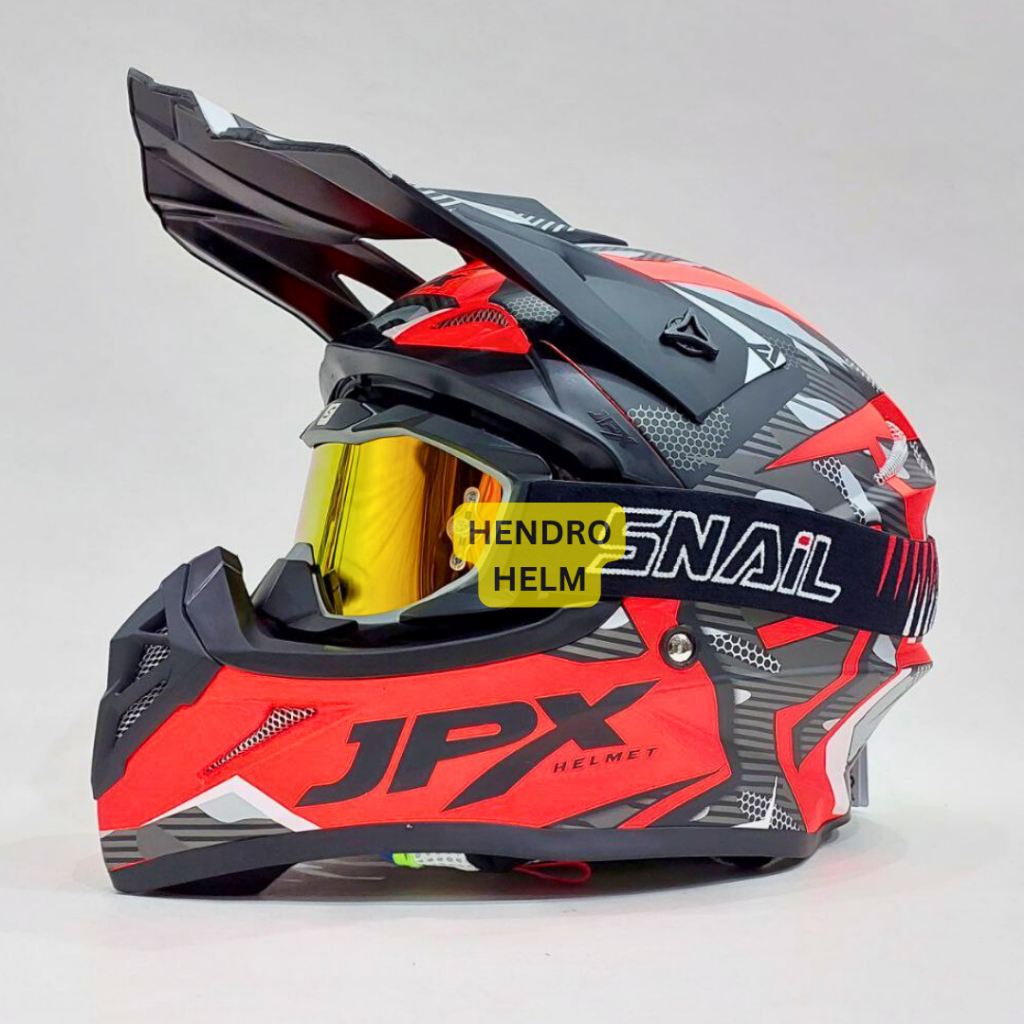 Helm Jpx Cross Fox1 X35 Red Dop Black Dop Trail