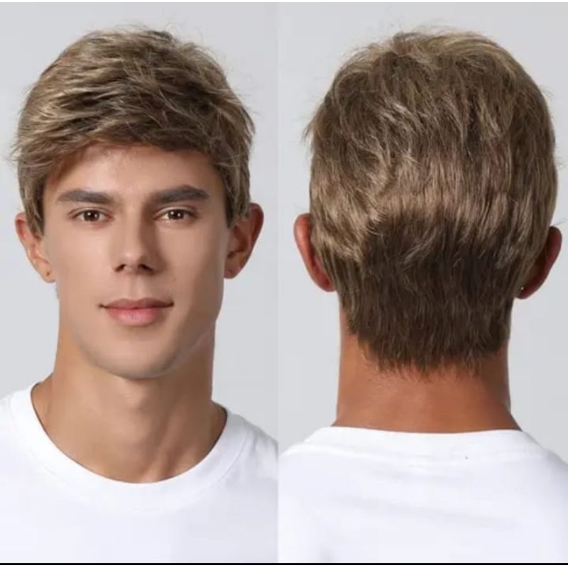 Wig Pria Wig Pendek Pria Wig Korean Style Wig Pendek Pria Wig Pendek Light Brown Wig Various Hair Ac