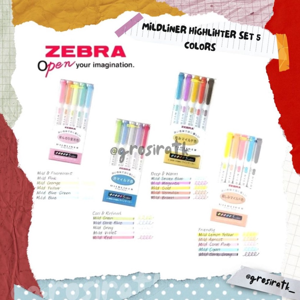 

ART V9C9 Zebra Mildliner Higlihter Set 5 Warna