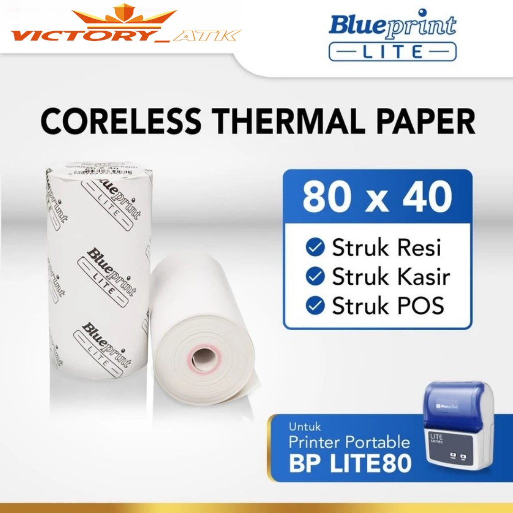 

Kertas Thermal Struk kasir POS & Resi BLUEPRINT Lite 80 x 40 , 80x40 mm - 1 Roll