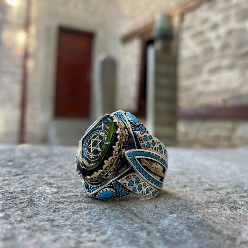 Cincin Silver Turki Ottoman Pirus Bintang Nabi Sulaiman Perak 925