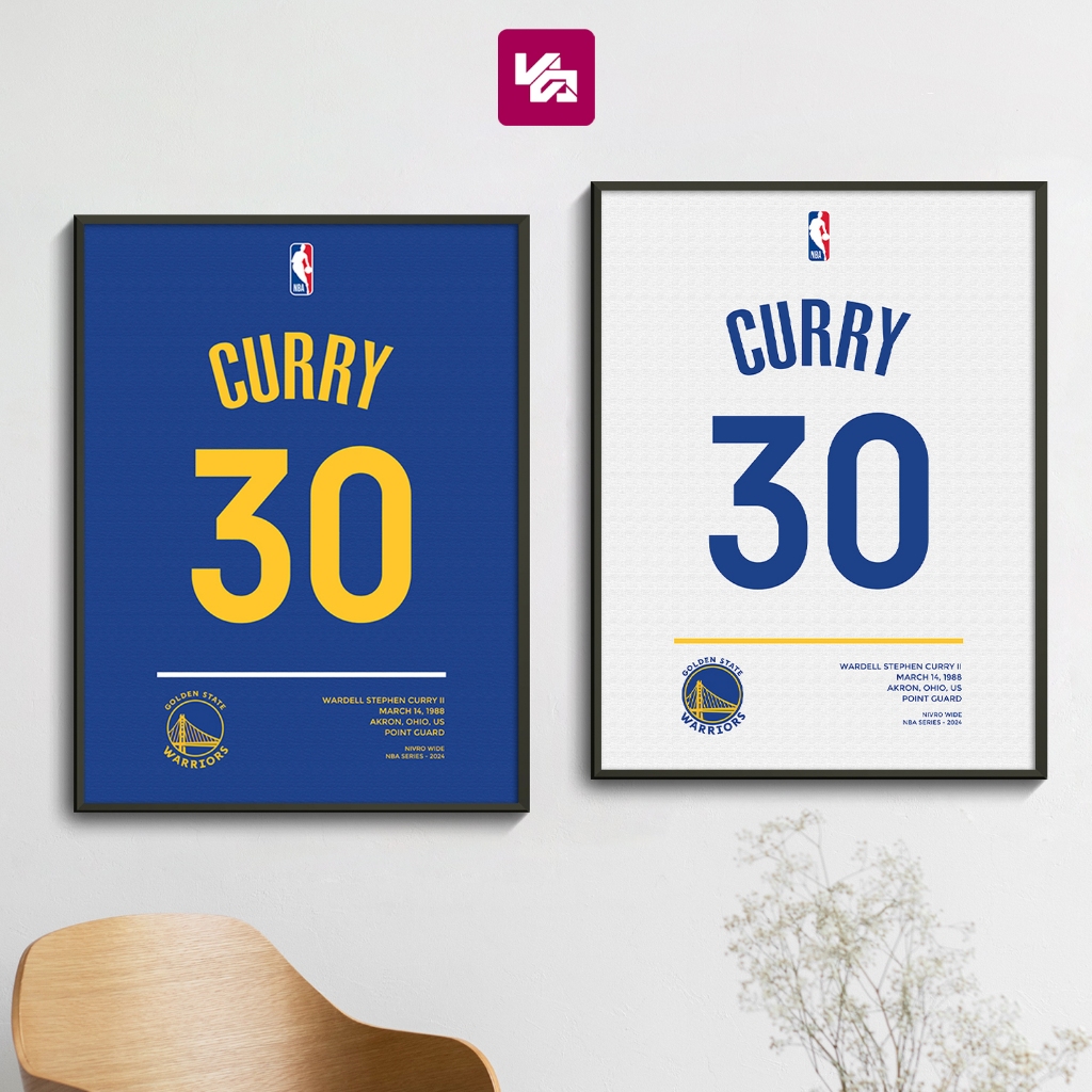 Poster Stephen Curry Golden State Warriors - Poster NBA | Frameblock ukuran 30x40 cm | Nifro Art