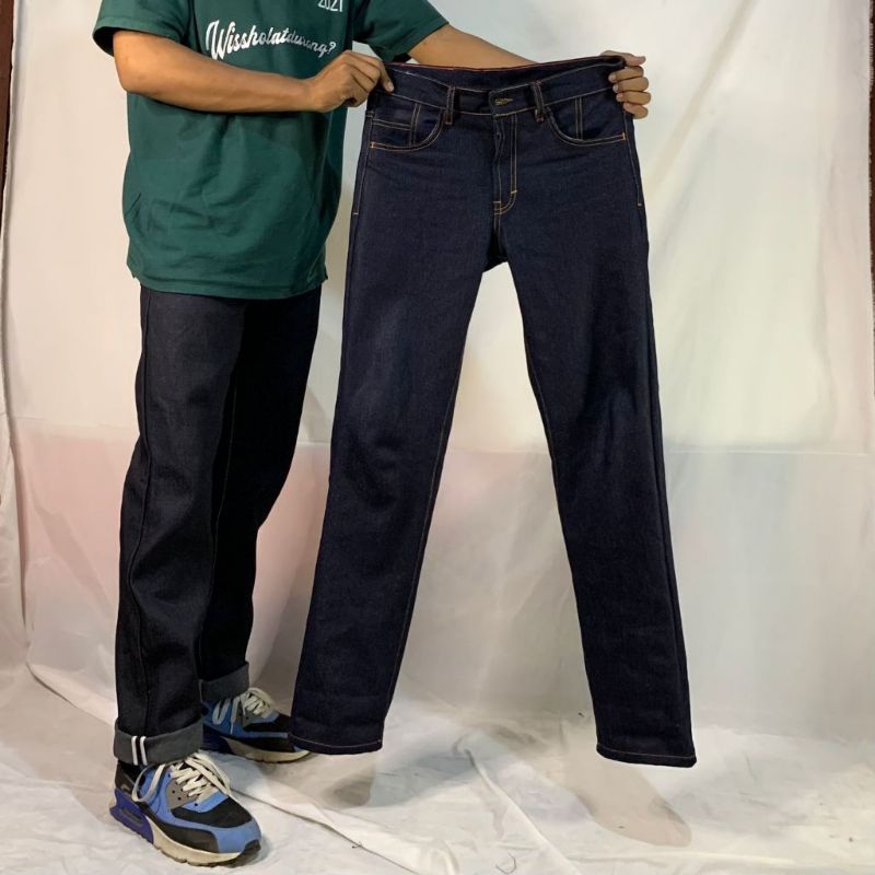MOVEMENT CELANA DENIM SELVEDGE ACCENT BARLEY/ Jeans Standart Pria Reguler fit tebal Premium Bisa