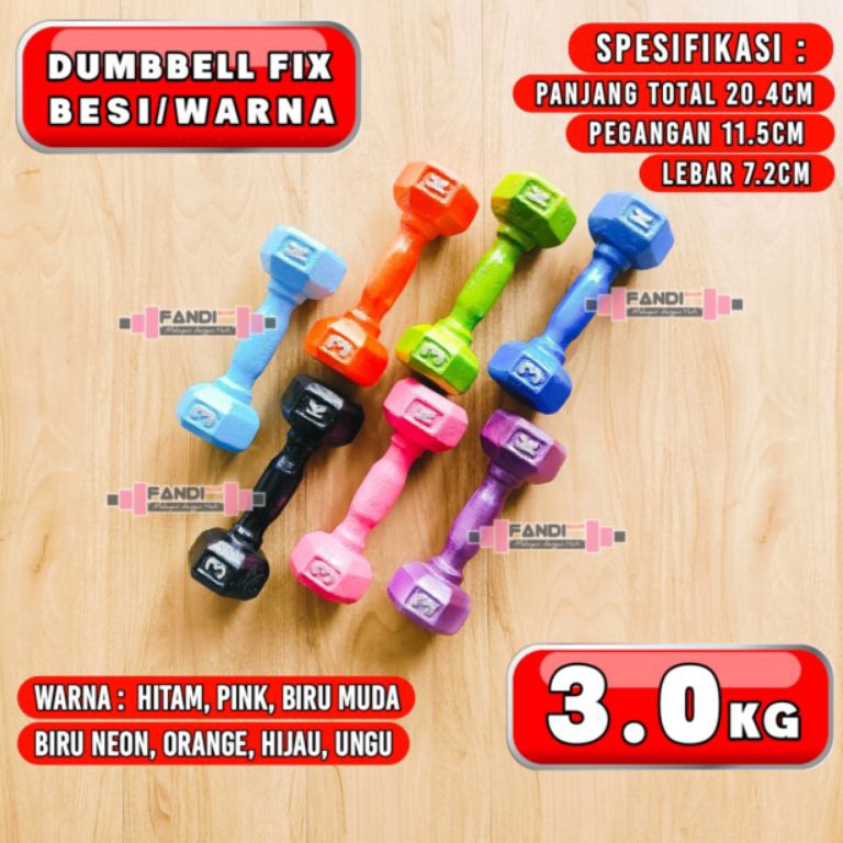 Ready Banyak barbel 3kg BESI  dumbell 3kg  dumble 3kg  dumbbell fix 3kg