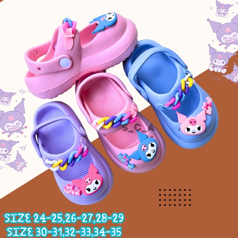 Cashback Sandal Kuromi Anak Perempuan Variasi Rantai Warna Warni Sendal Sepatu Selop Karet Anak Cewe