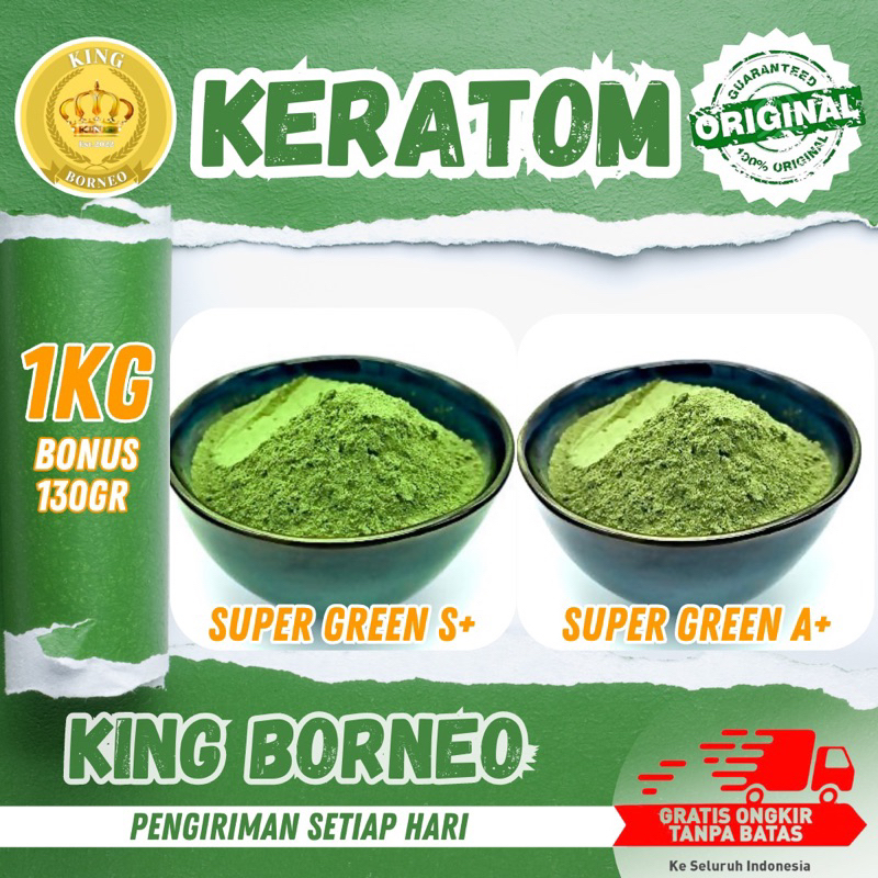 

king borneo - minum bubuk purlikk daun purlikk bubuk hijau kalimantan 1kg free 130gr