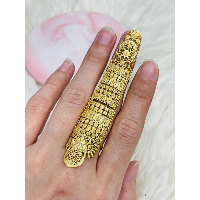 Cincin kerawang adjust cincin satu jari cincin kuku mewah emas asli kadar 700