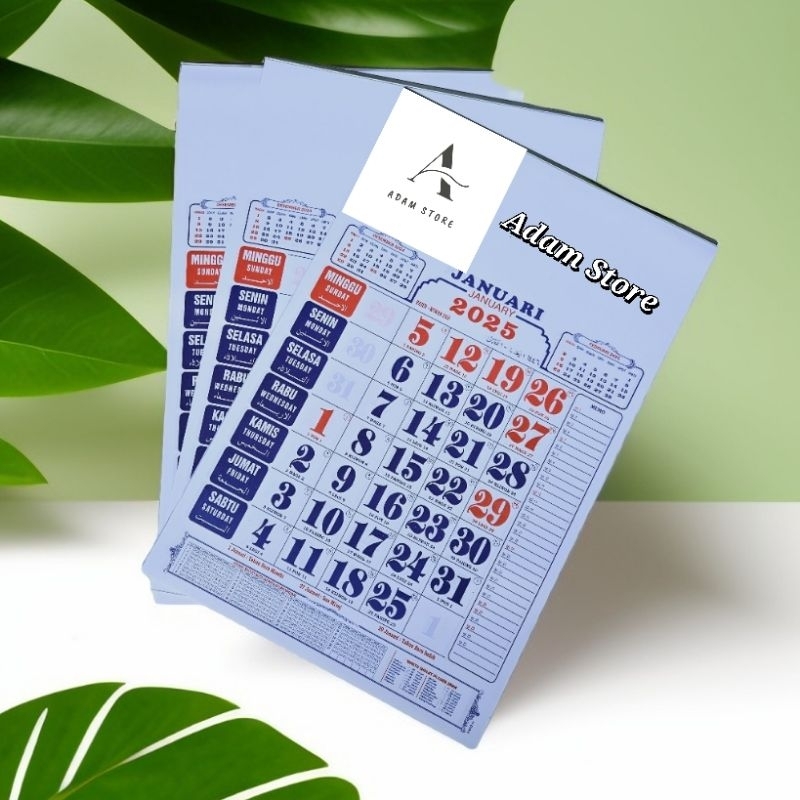 

Kalender kerja angka tahun 2025 BO versi arab uk 32x48cm 12 lembar x 1 bulanan (terima cetak costume merek)