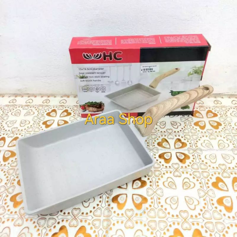 HC Egg Pan Segi Anti Lengket Wajan Penggorengan Omelette Tamagoyaki Pan Kotak Segi Kuali Teflon Telu