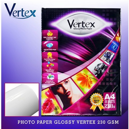 

Vertex Kertas Foto Glossy A4 20 Lembar 230 Grams Photo Paper 230g