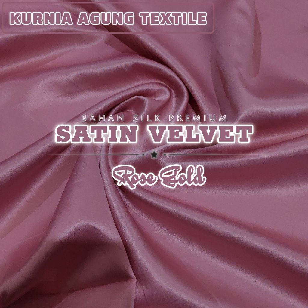 Satin Velvet Premium Meteran warna ROSE GOLD Bahan Background Polos Bridesmaid Dress Lebar 150cm
