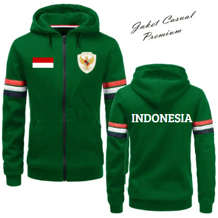 Jaket Sweater Hoodie | Hoodie Logo Timnas Garuda Indonesia | Jaket Sweater Bisa Custom Nama/Logo | S