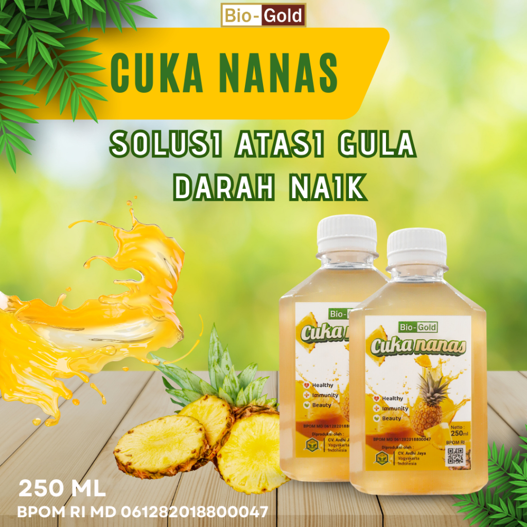 

CUKA NANAS BIO GOLD 250 ml 2 PCS With Mother Fermentasi Organik Bantu Turunkan Gula Darah Kolesterol