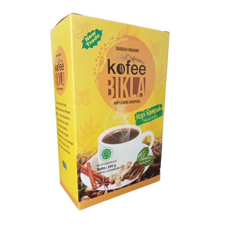 

Kopi Bikla, Kopi rempah Nusantara, kopi kesehatan, kemasan box 200 gram