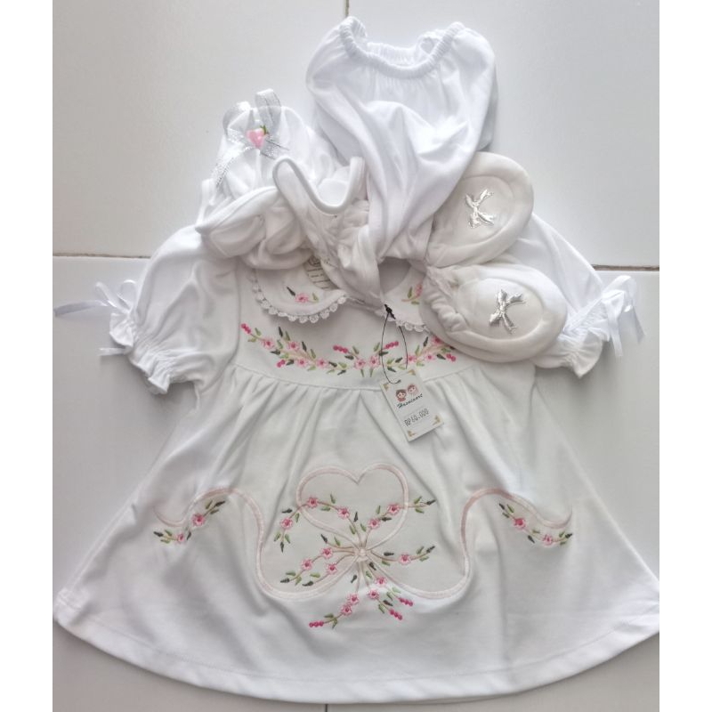 BAJU BAYI PEREMPUAN PUTIH/DRESS BAYI PEREMPUAN PUTIH AQIQAH