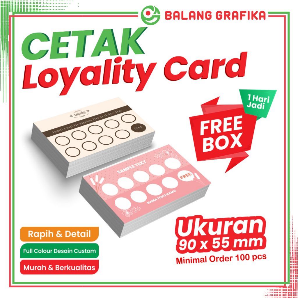

Cetak Loyalty reward Card kartu Member poin pelanggan