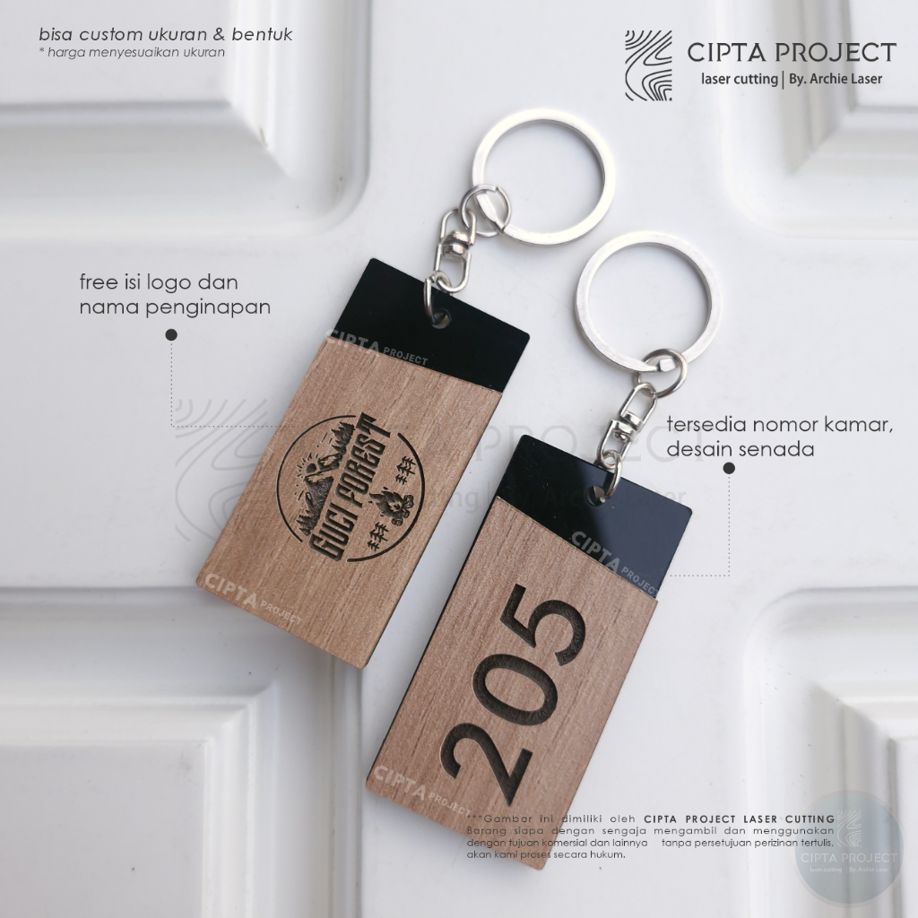 Gantungan Kunci Kayu Hotel / Guest House / Kost / Penginapan / Ganci Loker Ganci Murah