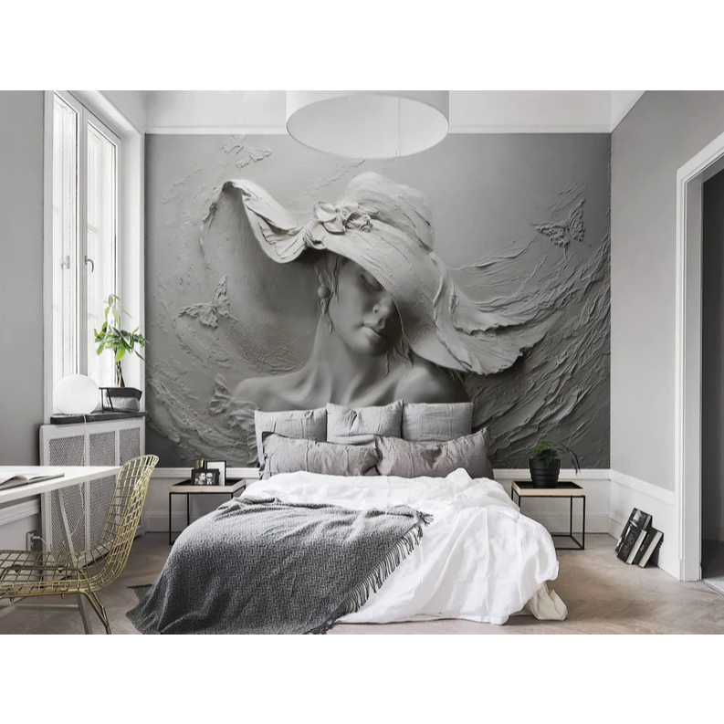 BIB Walldeco Wallpaper Dinding Custom 3D Mural Aesthetic Water-Based Latex Technology Berperekat