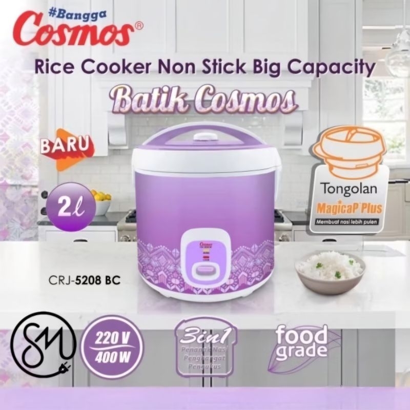 Magic com Cosmos CRJ-5208 BC 2 L Liter Rice cooker Batik 5208BC
